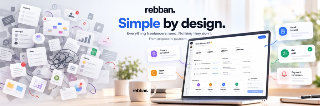 Rebban: simple by design—everything freelancers need from proposal to payment, without the clutter
