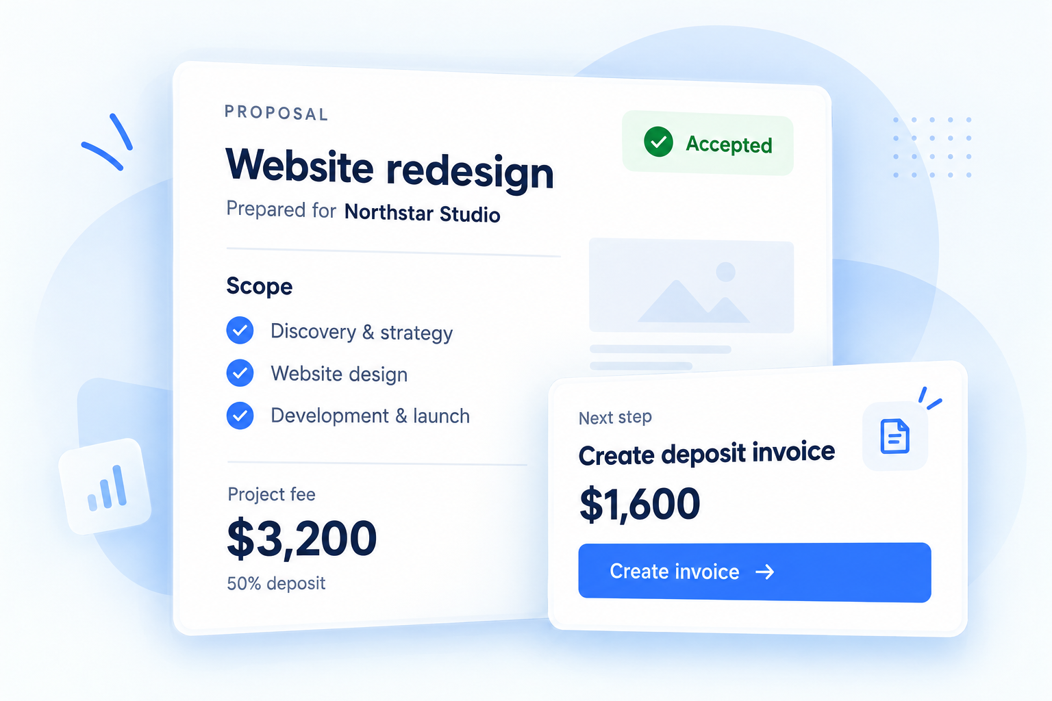 Rebban proposal screen showing accepted work ready for the next step